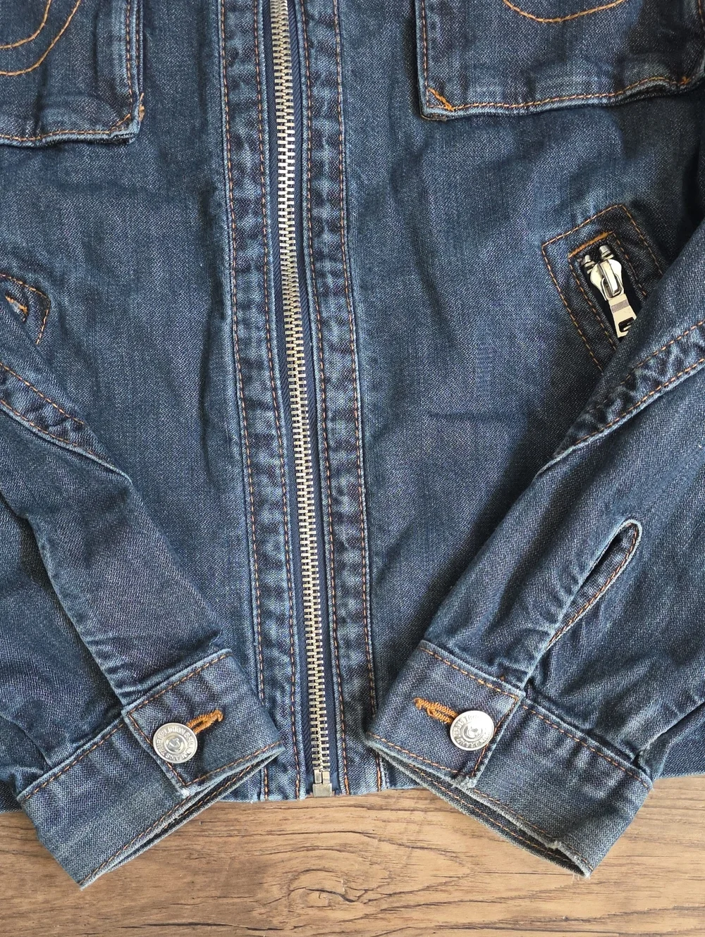 TRUE Religion ▪︎ MOTO JACKETDark Blue Denim Jacket with Zip Pockets